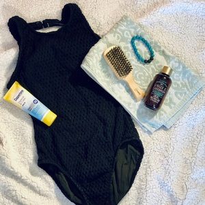 Black Crocheted one-piece swimsuit